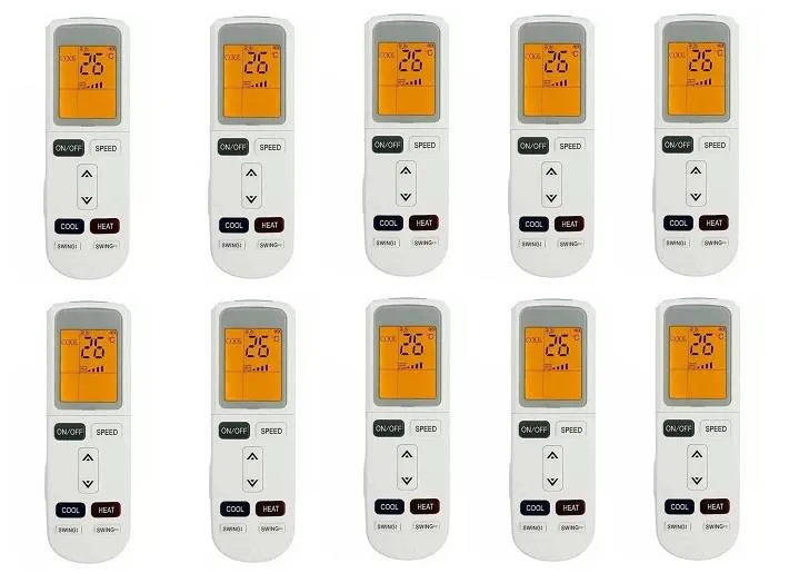 10 Adet baymak ile uyumlu Klima Kumandası-Işıklı Ekranlı