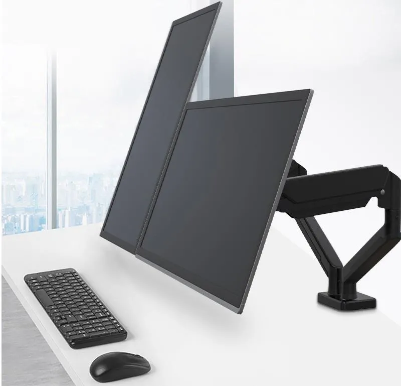 17-32 '' 2'li Monitör Tutucu İki Kollu Hareketli Oynar Askı Asma Aparatı-Masaüstü