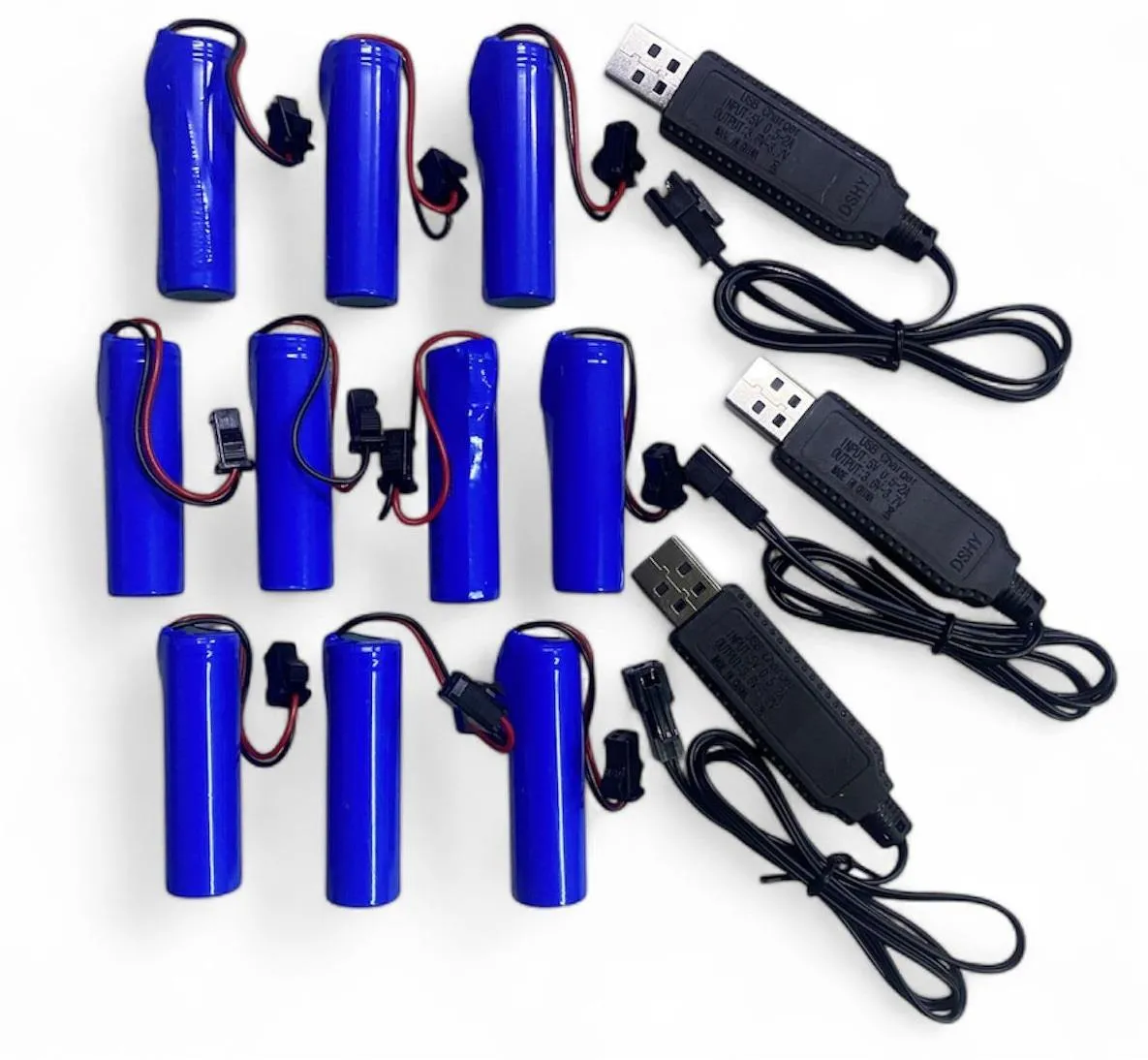 3.7 volt 800 Mah oyuncaklar için uyumlu şarjlı piller- 10 Adet Pil ve 3 Adet Şarj Aleti