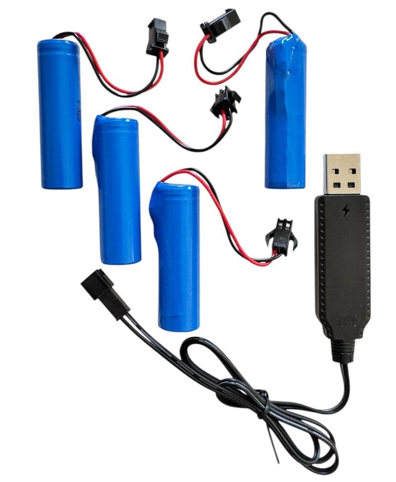 3.7 volt oyuncaklar için uyumlu şarjlı piller- 4 Adet Pil ve Şarj Aleti