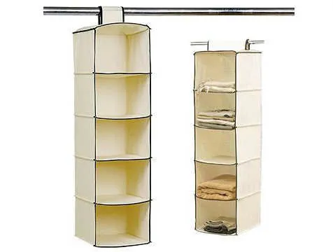 5 Bölmeli Katlanabilir Dolap İçi Düzenleyic.i Pembe