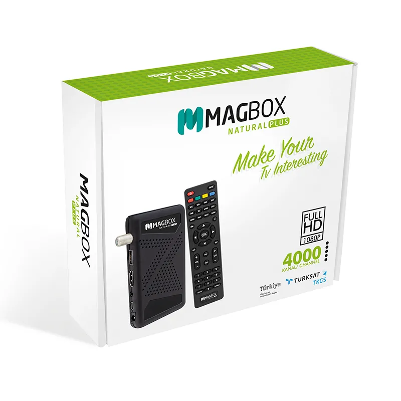 MAGBOX NATURAL PLUS TKGS'Lİ + YOUTUBE'LU FULL HD + USB MİNİ HD UYDU ALICISI