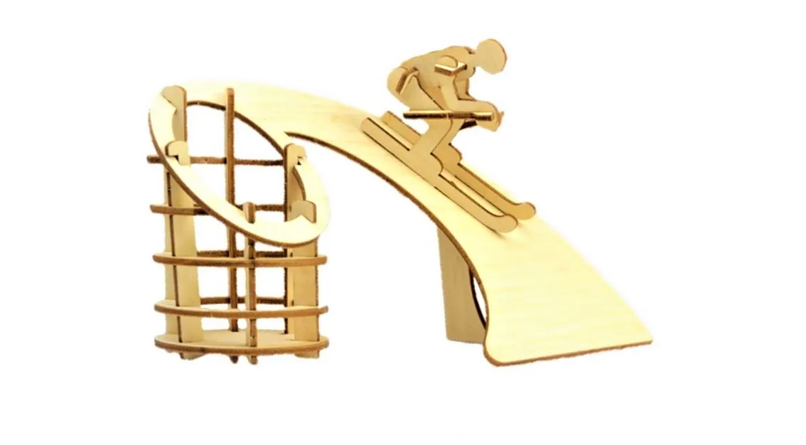 Ahşap 3D Puzzle Kayakçı  Maketi