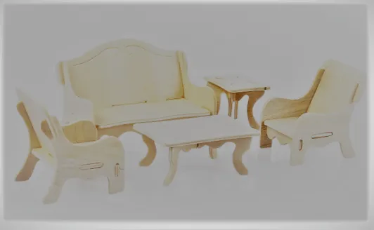 Ahşap 3D Puzzle Oturma Odası Maketi