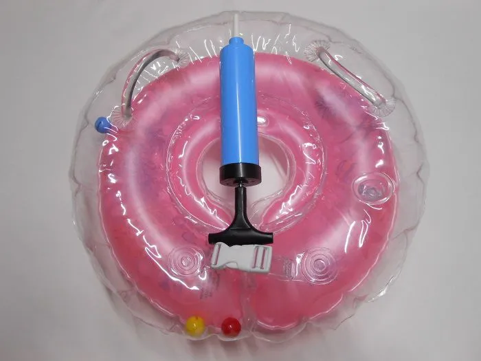 Bebek Yüzme Boyun Simidi.Pembe.Hava şişirme Aleti Hediye