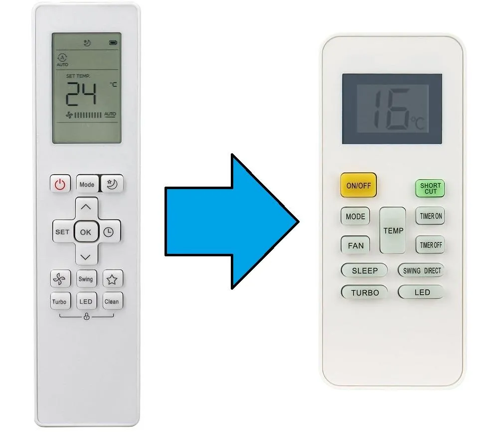 Bosch ile Uyumlu Type:RG10B(G)BGEF Klima Kumandası-Resimde Sağdaki Gönderilir