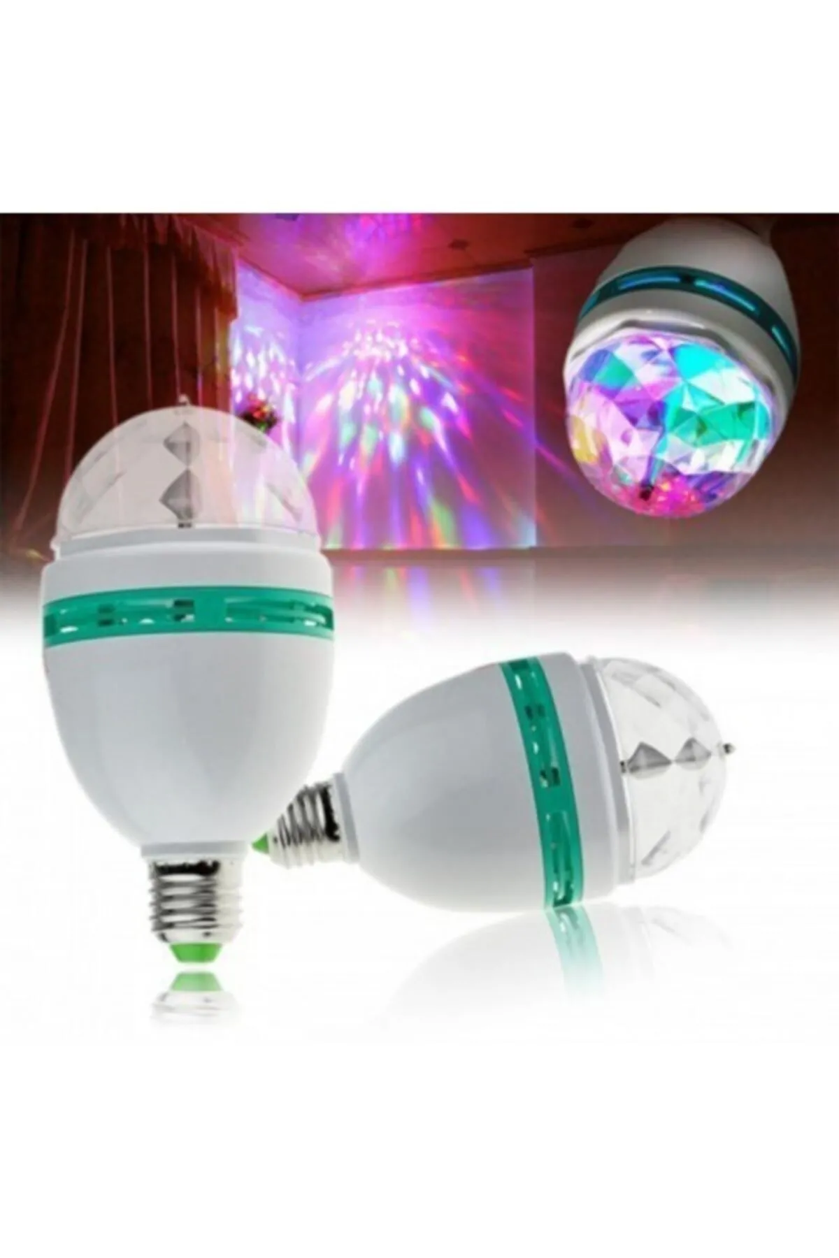 ANY Disco Ampül Led Işıklı Döner Başlıklı Duy Hediyeli