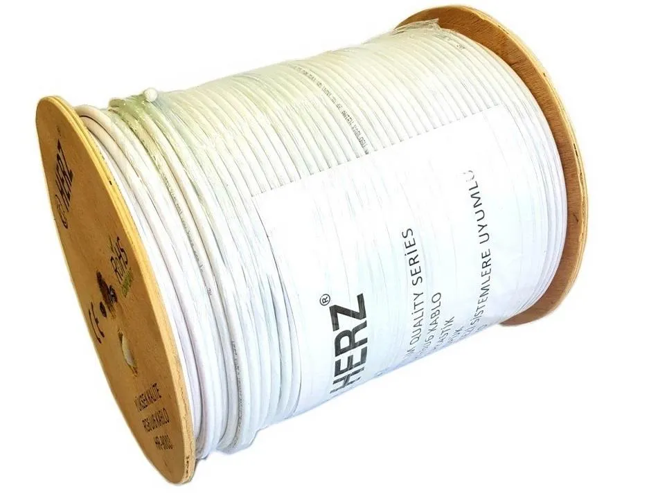 Herz RG6-U6 Uydu Anten Kablosu-300 metre beyaz