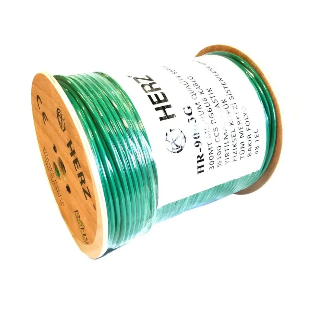 Herz RG6 U6 Uydu Anten Kablosu - 300 Metre Yeşil