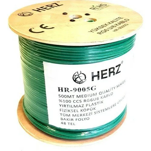 HERZ RG6-U6 Uydu Anten Kablosu - 500 Metre Yeşil