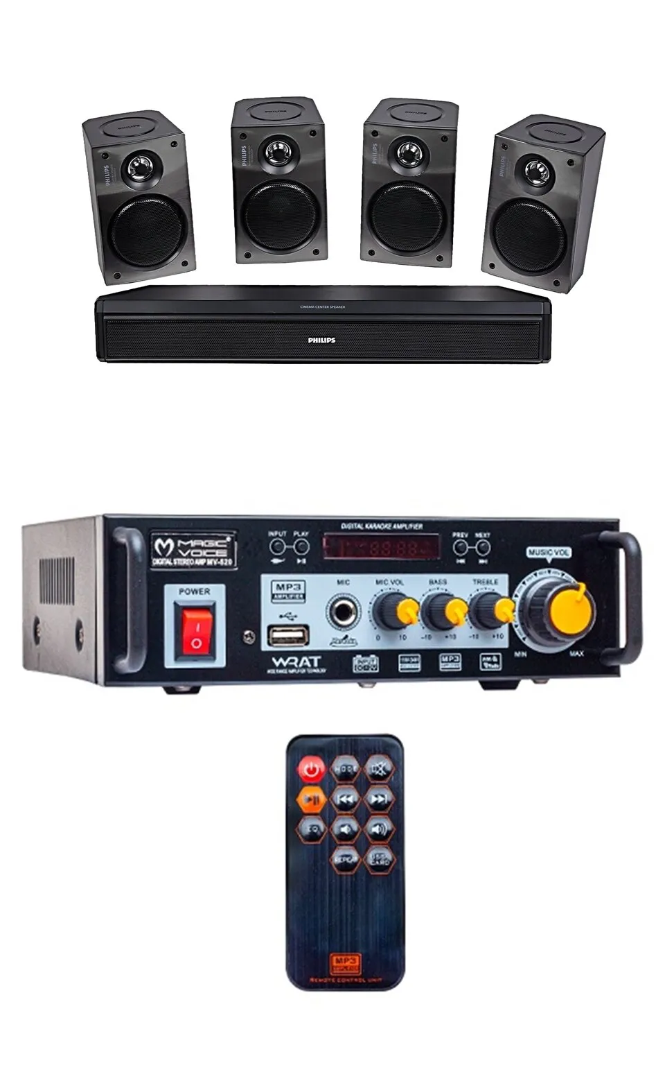 MAGICVOICE ANFİ +PHİLİPS CS-3950 D 5' Lİ TAKIM HOPARLÖR SET.