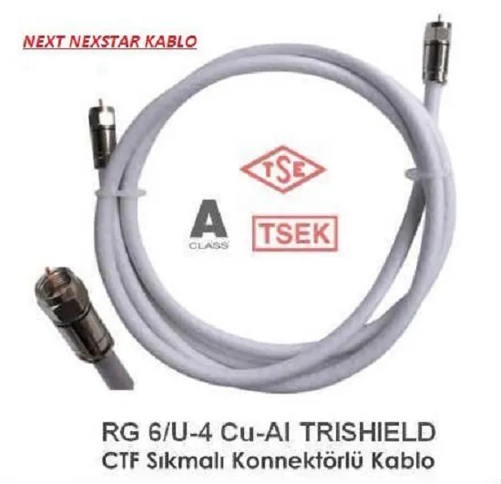 Next RG6 U4 Sıkmalı Konnektörlü Uydu Anten Kablosu - 25 Metre