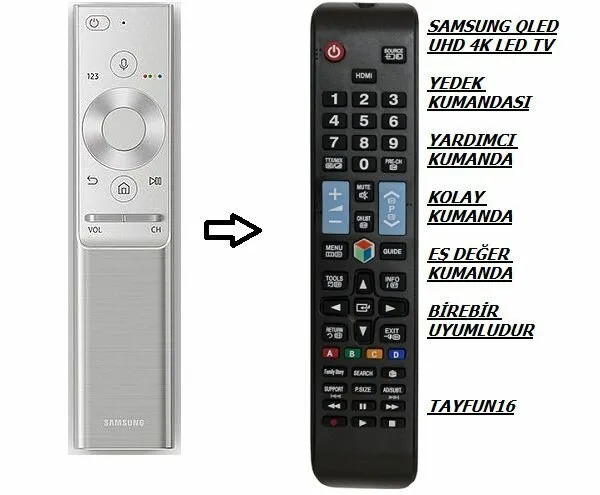 SAMSUNG ile uyumlu 4K AKILLI QLED TV -YEDEK KUMANDASI