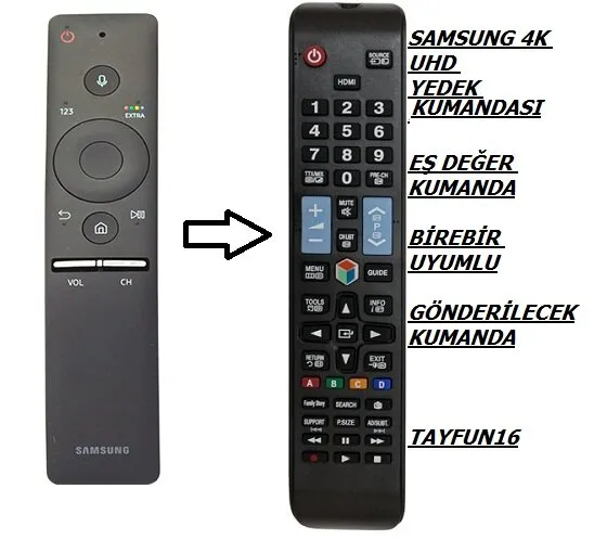 Samsung ile uyumlu 75NU7100 Yedek Kumandası