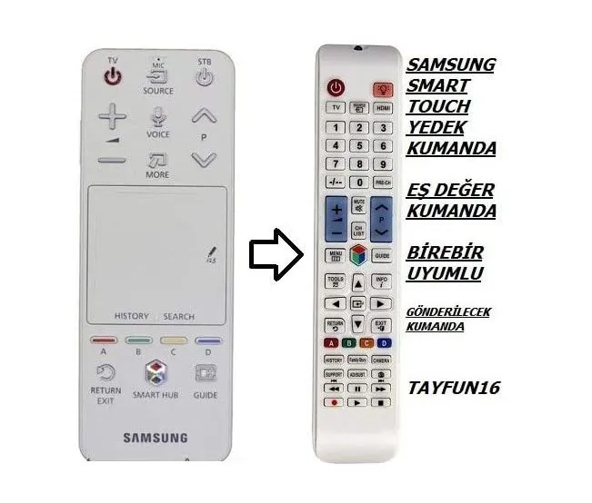 SAMSUNG ile uyumlu AKILLI KUMANDA AA59-00775A BEYAZ AA59-00774A - YEDEK KUMANDASI