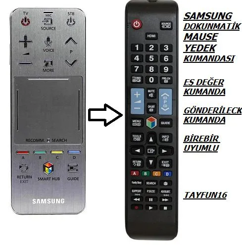 SAMSUNG ile uyumlu DOKUNMATİK AKILLI SMART AA59-00759A-YEDEK KUMANDASI