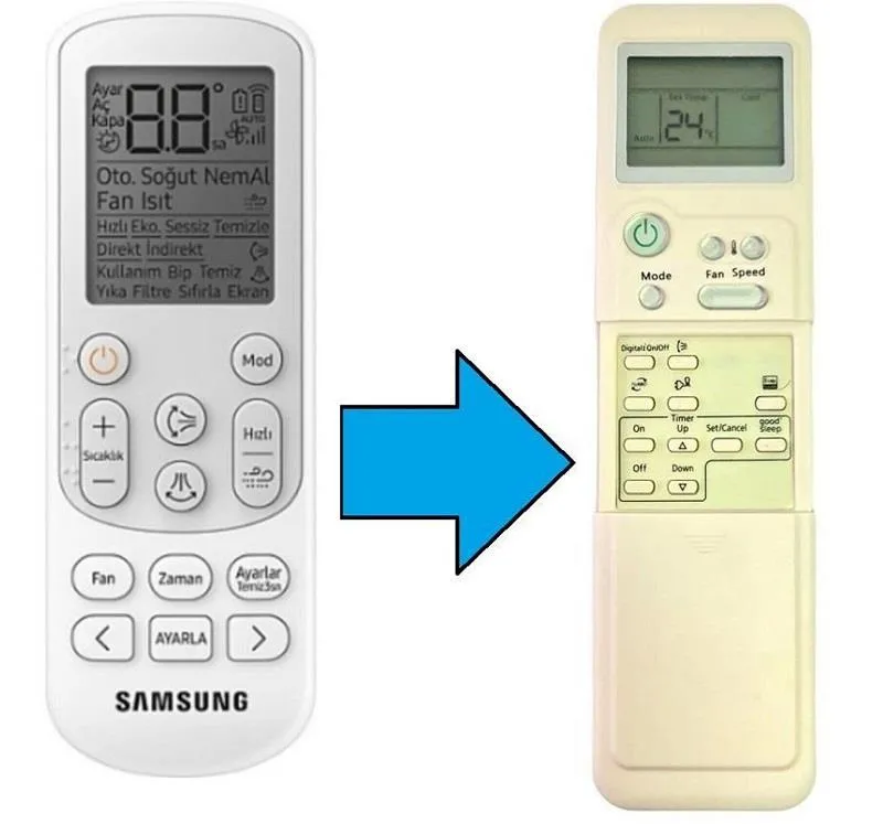 Samsung ile uyumlu Klima Kumandası-Resimde Sağdaki Gönderilir