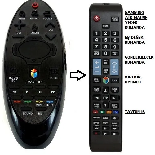 SAMSUNG ile uyumlu SİHİRLİ AIR MAUSE SMART TV YEDEK KUMANDASI