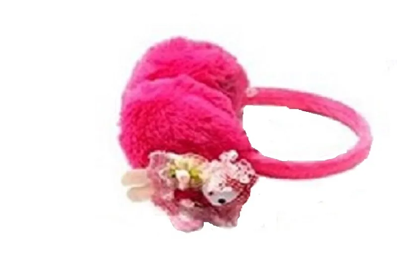 Sevimli Kız Figürlü Peluş Kulaklık Kırmızı