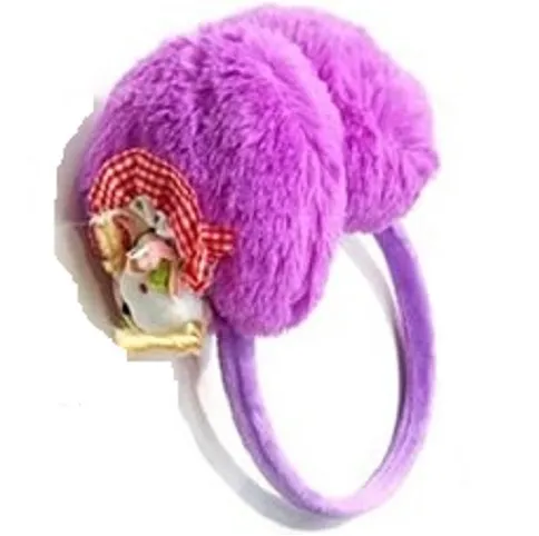 Sevimli Kız Figürlü Peluş Kulaklık Mor