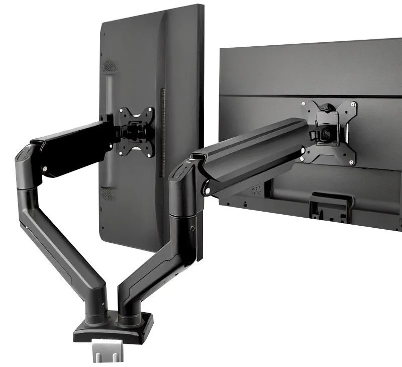 Tayfun 17-32'' Masa Üstü Hareketli İkili 2 Monitör Tutucu Askı Aparatı-Amortisörlü