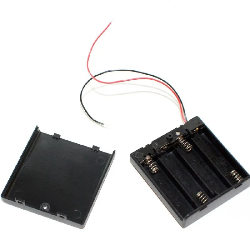 Pil Yuvası 4'lü Kapaklı Düğmeli - Okul Deney Pil Yatağı 1 Adet