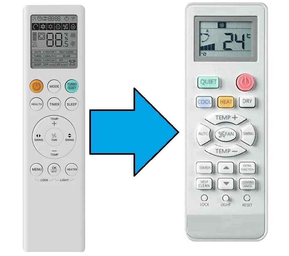 uğur ile uyumlu Salon Tipi Klima Kumandası-Resimde Sağdaki Gönderilir