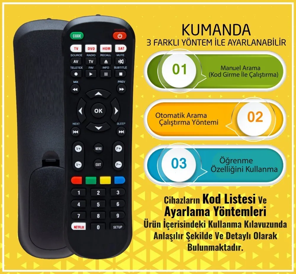 Vestel Ses Sistemleri İçin Ayarlanabilen Akıllı Üniversal Kumanda